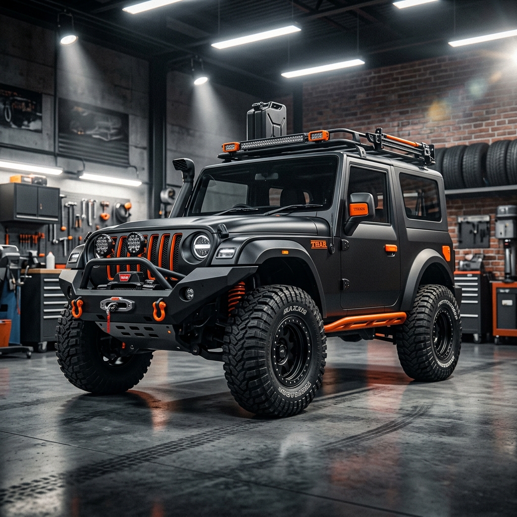 Ceramic coating on Mahindra Thar SUV
