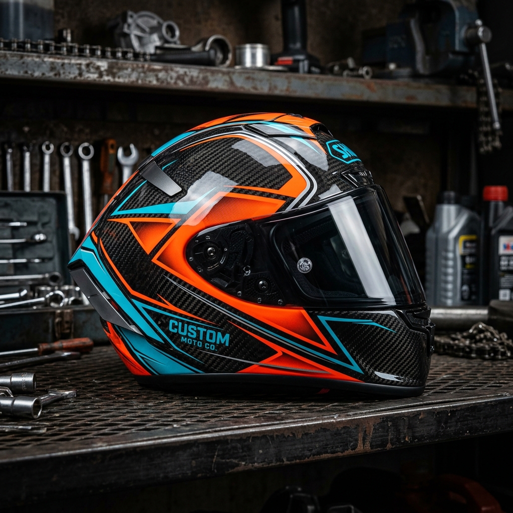 Hydro-dipped custom motorcycle helmet